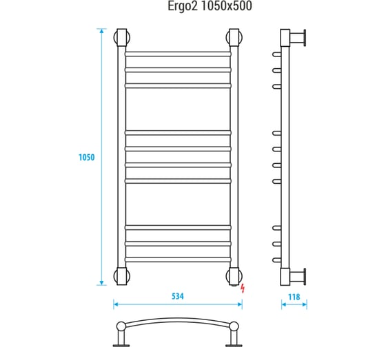 Полотенцесушитель ENERGY Ergo2 1050x500 00-УТ-00932