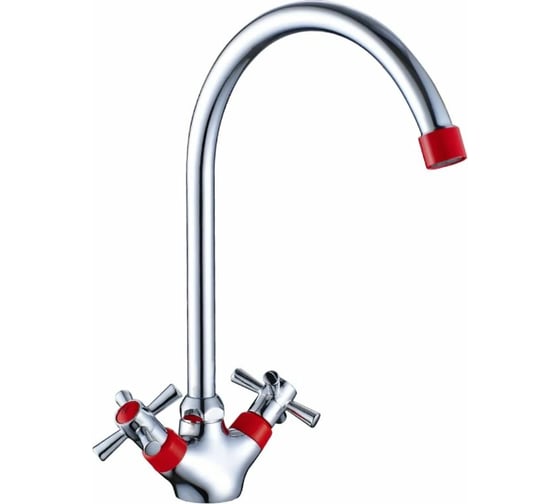 Двуручный смеситель для кухни DECOROOM с высоким поворотным изливом DR51028-Red 1