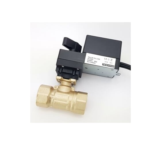 Двухходовой шаровой кран TECHNO DN20, резьба G3/4 с электроприводом 2Нм, 24В, HK220-02AN/24V 612203