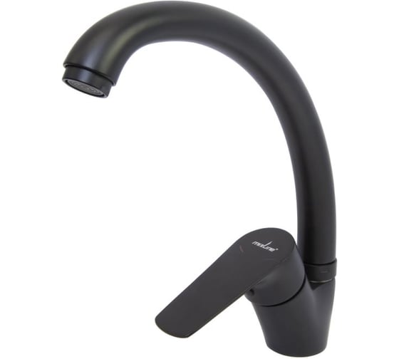 Смеситель для кухни MIXLINE 35k ML14-031BL высокий излив б/отв боковая п/гайку черный без подводки 556612 1
