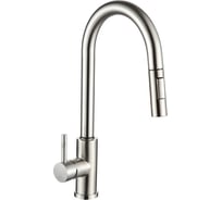 Смеситель для кухни OUTE с выдвижной лейкой, высота 370 мм, два режима подачи воды струя и душ, нержавеющая сталь, хром T40833B