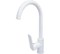 Смеситель для кухни MIXLINE 35k ML15-031W высокий излив б/отв боковая п/гайку без подводки белый 556664