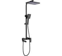 Душевая система ALOUTE с тропическим душем, стойка с лейкой, излив водопад, цвет черный матовый, материал эко-алюминий A1194H