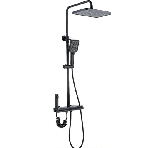 Душевая стойка ALOUTE с подсветкой, черный, с тропическим душем, ручной лейкой и лейкой для биде, кнопочное управление A9024H 1