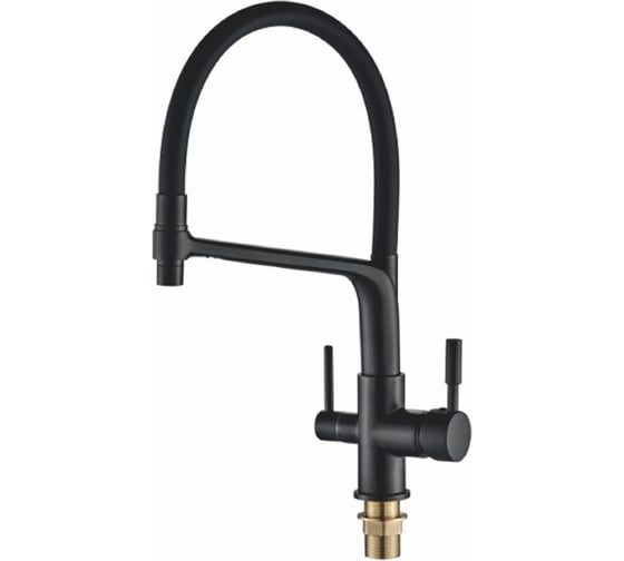 Смеситель для кухни ALOUTE с гибким изливом и дополнительным выводом под фильтр, черный A61313H-2 1