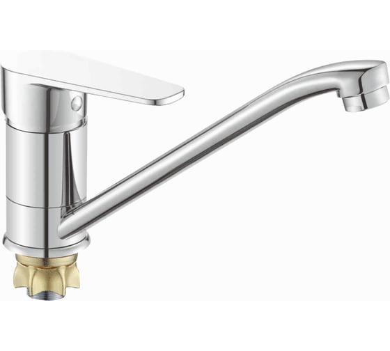 Смеситель для кухни ALOUTE однорычажный, монтаж на одно отверстие, хром, на большой гайке, гибкая подводка 1/2. A0803 1