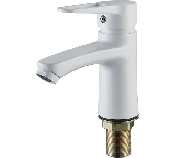 Смеситель для умывальника ALOUTE Тюльпан с коротким изливом, белый, крепление на гайке A0601K 1