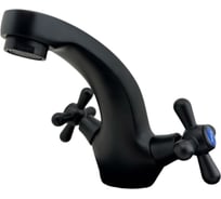 Смеситель для умывальника ALOUTE тюльпан, вентильный, с коротким изливом, черный матовый, крепление на гайке A6201H