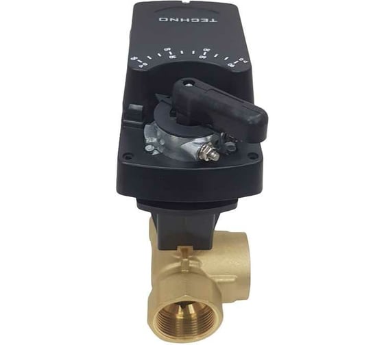 Трехходовой шаровой кран TECHNO DN40, резьба G1-1/2 с электроприводом 8Нм, 24В, HK340-08DF/24V 613401