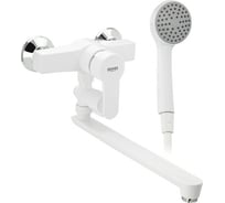 Смеситель в ванную BRIMIX длинный излив, с дивертором, из высокопрочного пластика АБС, белый 555