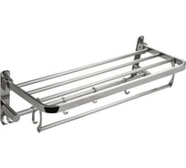 Полка для полотенец BRIMIX с крючками, складная, из полированной нержавеющей стали, цвет хром 1056