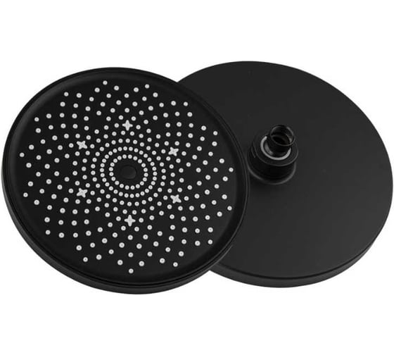 Лейка душевая тропический душ Gfmark круглая, из высокопрочного АБС пластика, D - 230 мм, в блистере, черный 6146 1