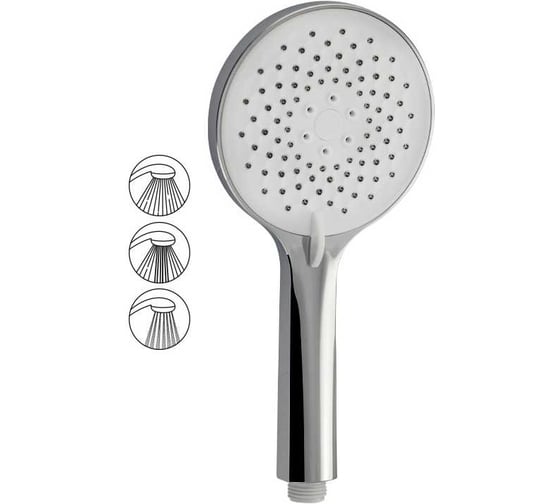 Лейка душевая массажная GFmark круглая, хромированная с белой вставкой, 3 режима 6083 1