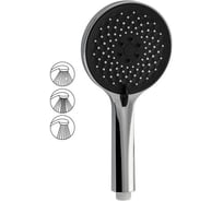 Лейка душевая массажная GFmark круглая, хромированная с черной вставкой, 3 режима 6085