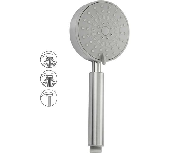 Лейка для душа GFmark круглая, массажная, 3 режима, антивандальная, из нержавеющей стали марки SUS 304 6059 1