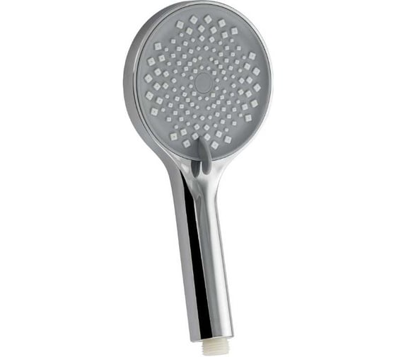 Лейка душевая массажная GFmark круглая, из высокопрочного АБС пластика, серая вставка с белыми квадратными форсунками, хром 6094 1
