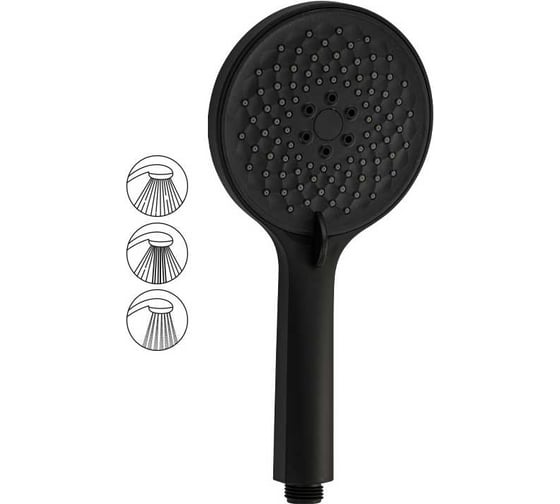 Лейка душевая массажная GFmark круглая, черная матовая, 3 режима 6084 1