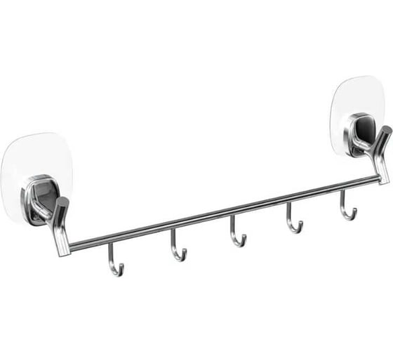 Держатель для полотенец LEMER NATURE с 5 крючками, на силиконовом креплении, хром LEM-N03CR 1