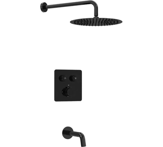 Душевая система скрытого монтажа для душа Milleau Tissage на 2 потока (комплект с монтажным блоком), Черный глянец TERMO 2SBIT/324.1-GB 1