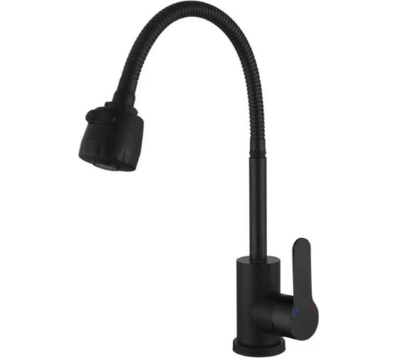 Смеситель для кухни шаровый АНТЕЙ с гибким изливом Парма нерж.сталь черный 587027 1/10 587027-ANT 1