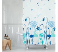 Штора для ванной Delphinium Луг ПВХ 180х180см, 12 колец, мультиколор 104150