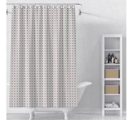 Штора для ванной Delphinium Уно ПВХ 180х180см, 12 колец, коричневый 104276 1