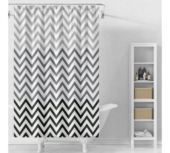 Штора для ванной Delphinium Зигзаг ПВХ 180х200см, 12 колец, мультиколор 104207 1