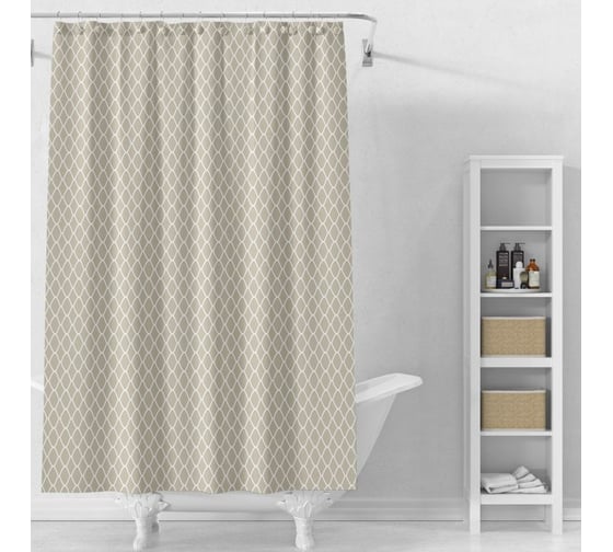 Штора для ванной Delphinium Соната ПВХ 180х200см, 12 колец, бежевый 104208 1