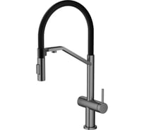 Смеситель для кухни Agger Elegant однорычажный с каналом для питьевой воды и гибким изливом, оружейная сталь матовая A3241455