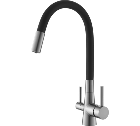 Смеситель для кухни Agger Elegant однорычажный с каналом для питьевой воды и гибким изливом, сатин матовый A3230322 1