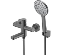 Смеситель для ванны Agger Easy однорычажный с душевым набором, оружейная сталь матовая A3121255