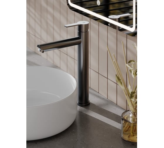 Смеситель для накладной раковины Agger Easy однорычажный высокий, оружейная сталь матовая A3112155 1