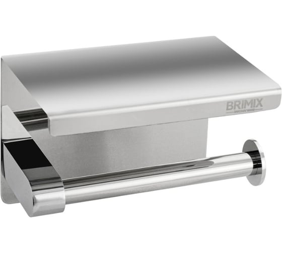 Держатель туалетной бумаги из нержавеющей стали антивандальный BRIMIX с полочкой, круглый профиль , хромированный 79902 1