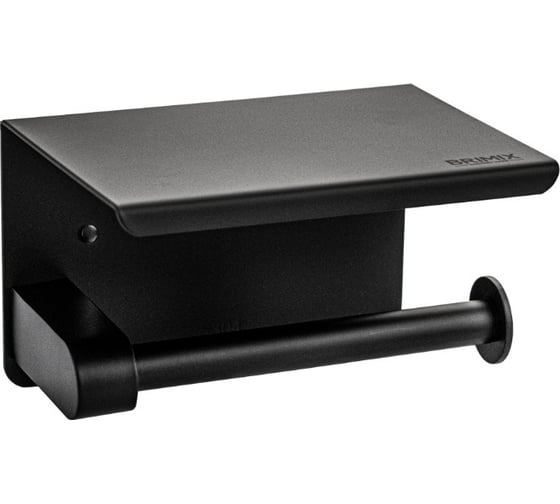 Держатель туалетной бумаги из нержавеющей стали антивандальный BRIMIX с полочкой, круглый профиль, цвет ЧЕРНЫЙ 79901 1