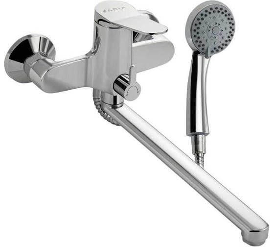 Смеситель для ванны FABIA с длинным плоским изливом, с дивертором м/к на корпусе, цвет хром 9673 1