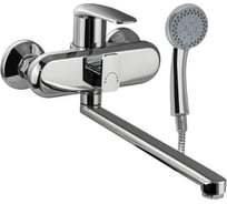 Смеситель для ванны FABIA с длинным, плоским изливом, с дивертором м/к на корпусе, цвет хром 9681