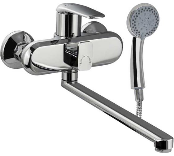 Смеситель для ванны FABIA с длинным, плоским изливом, с дивертором м/к на корпусе, цвет хром 9681 1