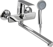 Смеситель для ванны FABIA с длинным, плоским изливом, с дивертором м/к на корпусе, цвет хром 9686