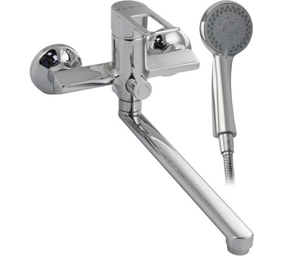 Смеситель для ванны FABIA с длинным, плоским изливом, с дивертором м/к на корпусе, цвет хром 9770 1