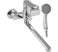 Смеситель для ванны FABIA с длинным, плоским изливом, с дивертором м/к на корпусе, цвет хром 9680