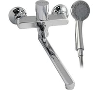 Смеситель для ванны FABIA с длинным, плоским изливом, с дивертором м/к на корпусе, цвет хром 9670