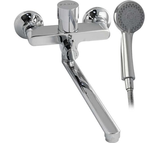 Смеситель для ванны FABIA с длинным, плоским изливом, с дивертором м/к на корпусе, цвет хром 9670 1