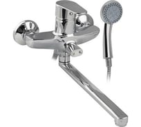 Смеситель для ванны FABIA с длинным, плоским изливом, с дивертором м/к на корпусе, цвет хром 21416