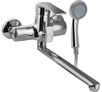 Смеситель для ванны FABIA с длинным, плоским изливом, с дивертором м/к на корпусе, цвет хром 9682