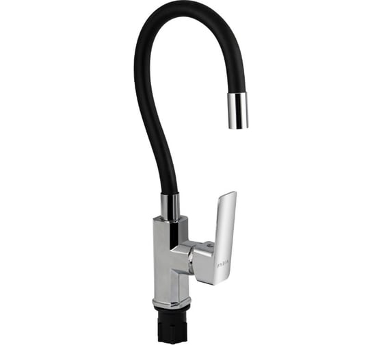 Смеситель для кухни FABIA шаровый, с гибким черным изливом, корпус квадратный, цвет хром 9655 1