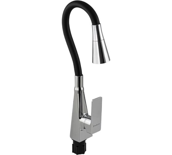 Смеситель для кухни FABIA шаровый, с гибким черным изливом, корпус конус, цвет хром 4112 1