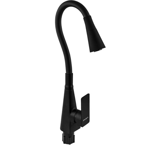 Смеситель для кухни FABIA шаровый, с гибким черным изливом, корпус конус, цвет черный 4113 1