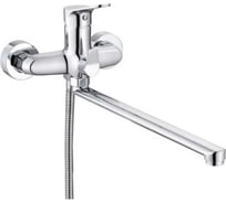 Смеситель для ванны однорычажный ViEiR с длинным поворотным изливом, латунь, хром, душевой гарнитур V023541