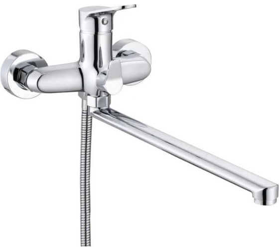 Смеситель для ванны однорычажный ViEiR с длинным поворотным изливом, латунь, хром, душевой гарнитур V023541 1