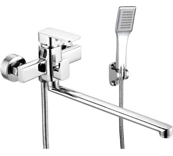 Смеситель для ванны однорычажный ViEiR с длинным поворотным изливом, латунь, хром, душевой гарнитур V113541 1